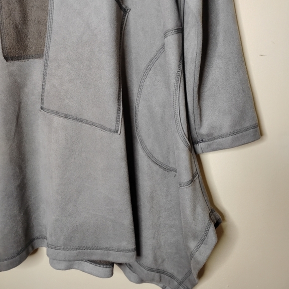 IC by Connie K Lagenlook Tunic Top S Asym Hem Patch Pockets Funnel Neck Gray - Picture 5 of 11